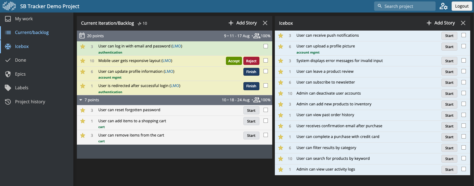 SB Tracker screenshot
