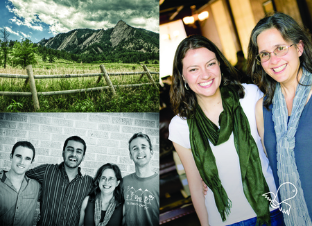 TechSpring postcard with images of organization staff, winners, and mountains of Boulder, CO